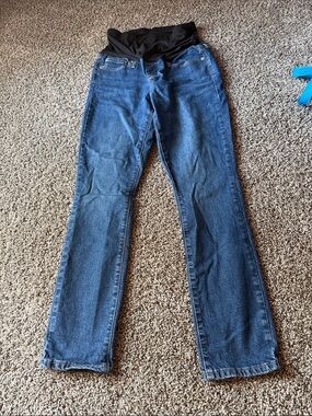 GAP Maternity Blue Jeans with Black Stretch Waist Panel